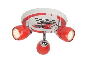 4004353190445 - Lampe Racing led Spotrondell 3flg rot weiß-schwarz 3x LED-PAR51 GU10 3W LED-Reflektorlampen inklusive (250lm 3000K) Köpfe schwenkbar - Brilliant