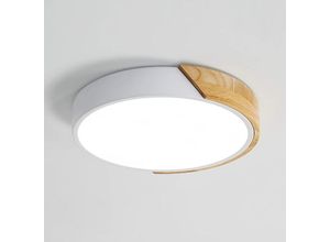 0725889889705 - Led Deckenleuchte 18W Holz Deckenleuchte Modern Rund Kaltwei? 6000K ?30 * 5CM Schlafzimmer die Küche das Wohnzimmer der Balkon und der Flur