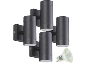 3700710828525 - Arum Lighting - Set aus 4 venice black Außenwandleuchten mit zwei Lichtstrahlen und 8 GU10 5W LED-Lampen Température de Couleur Blanc chaud 2700K