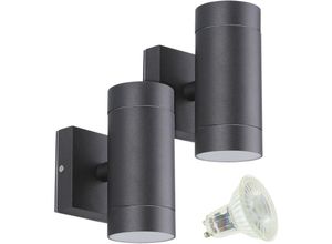 3700710828495 - Arum Lighting - 2er-Set Außenwandleuchten venice black mit zwei Lichtkegeln und 4 GU10-5-W-LED-Lampen Température de Couleur Blanc chaud 2700K