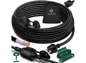 4255598301282 - KESSER® Verlängerungskabel mit Schutzkappe Outdoor - für Innenbereich Außenbereich - Verlängerung Stromkabel – 230 V IP44 - mit Schuko Stecker - Schutzkontakt Baustellenkabel Schutzkontaktstecker