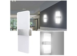 0726505732702 - Swanew - led Wandleuchte Innen Außen Wandleuchten Modern Wandlampe Wandbeleuchtung Treppenhaus Flur Kaltweiß 2X 12W - Weiß