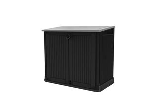 4011964617704 - Aufbewahrungsbox KETER Store It Out MIDI 880L Aufbewahrungsboxen Gr B H T 132 cm x 1135 cm x 715 cm grau (grau schwarz) Mülltonnenbox in Holzoptik