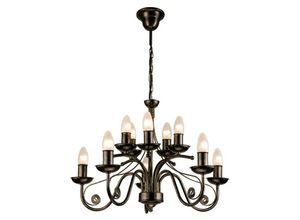 5907687422499 - Lamkur Lighting - Lamkur Donato Kronleuchter mit Stoffschirmen Schwarz 10x E14