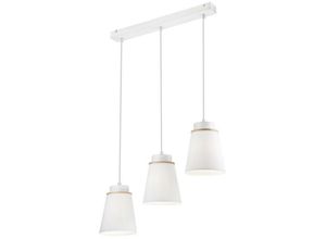 5907687437615 - Lamkur Lighting - Lamkur Agustino Stab-Pendel-Deckenleuchte Stoffschirm Weiß 3x E27