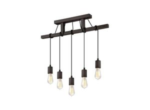 5907687437080 - Lamkur Lighting - Lamkur Leon Industrial Stab-Pendel-Deckenleuchte Wenge 5x E27