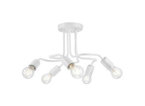 5907687438766 - Lamkur Lighting - Lamkur Charlie Flexi Charlie Multi Arm Halbbündige Deckenleuchte Weiß 5x E27