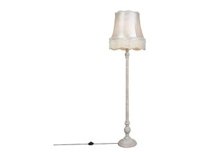 8718881071799 - Qazqa - Graue Stehlampe mit Granny-Lampenschirm Creme - Classico - Crème