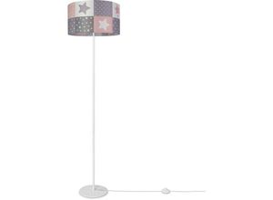 Image of Stehlampe Kinderzimmer Lampenschirm Rund Stofflampe Stehleuchte Baby Bunt E27 Design 3 (Ø38 cm), Stehleuchte Einbein - Weiß - Paco Home