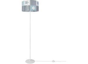 Image of Stehlampe Kinderzimmer Lampenschirm Rund Stofflampe Stehleuchte Baby Bunt E27 Design 2 (Ø38 cm), Stehleuchte Einbein - Weiß - Paco Home