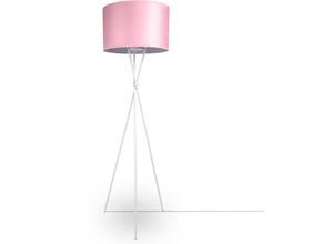 Image of Pendelleuchte Stehleuchte Dreibein Wohnzimmer Lampenschirm Velours Unifarben E27 Stehleuchte - Weiß, Pink Weiß (Ø45.5 cm) - Paco Home