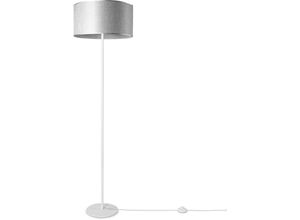 Image of Stehleuchte Wohnzimmer Stoffschirm Tischlampe Textil Schirm E27 Nachtlicht Grau (Ø38 cm), Stehleuchte-Weiß - Typ 2 - Paco Home