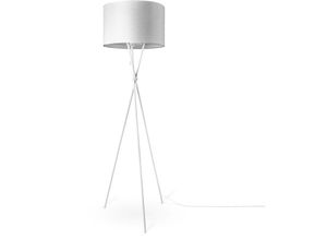 Image of Stehleuchte Wohnzimmer Stoffschirm Tischlampe Textil Schirm E27 Nachtlicht Weiß (Ø45.5 cm), Stehleuchte-Weiß - Typ 1 - Paco Home