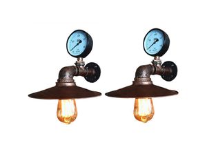 5704142177549 - Wottes - 2 pcs Kreative Wandlampe Schmiedeeisen Retro Metall Wandleuchte Wohnzimmer Küche Rost - Rost