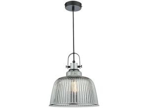 5035128700339 - Dar Lighting - Rhode Einzelner großer Anhänger aus poliertem Chrom-Rauchglas