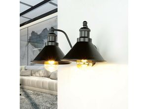 4251756379780 - Licht-erlebnisse - Wandlampe innen Schwarz Metall Schirm Industrie Design 2x E27 - Schwarz matt