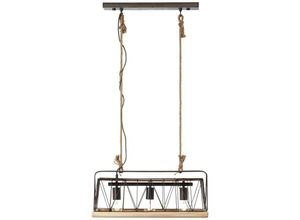 4004353326707 - BRILLIANT Lampe Narcy Pendelleuchte 3flg burned steel holz 3x A60 E27 40W geeignet für Normallampen (nicht enthalten) Für LED-Leuchtmittel geeignet