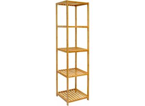 4057216037593 - - Badregal 38x395x1625cm Bambus Holz Regal 5 Fächer Bad Badezimmer Standregal - braun