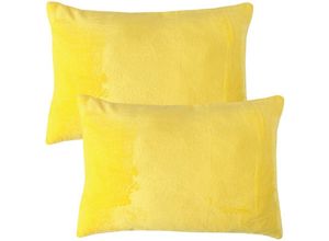 4059222265991 - Bestlivings - Dekokissen Kuschel Celina 2er Pack in der Größe 40 x 60cm - Gelb - Kissenbezug mit Reißverschluss - Gelb