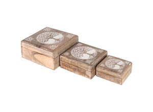 8433933285237 - Signes Grimalt - Kasten- und Juwelierdekoration Boxen Leben 3 Einheiten Boxen und Juden Brown 18x18x8cm 28523 - Marrón