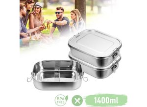 9114681001766 - Hengda - Lunchbox Lunchbox Edelstahl auslaufsicher Herausnehmbaren Trennwand Lunch-Boxen Leicht zu ReinigenRobusten und kunststofffreien bento