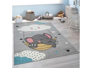 4061981122729 - Kinderteppich Teppich Kinderzimmer Niedliches Baby-Elefant Motiv Grau 80x150 cm - Paco Home