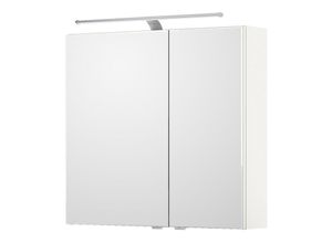 4066075101833 - Badezimmer Spiegelschrank 75cm breit mit led Beleuchtung weiß Glanz SOLINGEN-66 b h t ca 75 703 17 cm - weiß