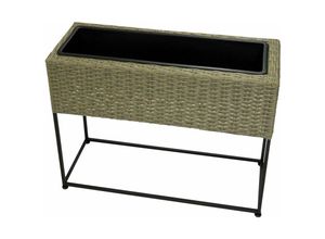 4057984010736 - Kynast Exklusiv - Pflanzkasten Poly Rattan 65 x 24 x 52 cm natur mit Einsatz - Natur