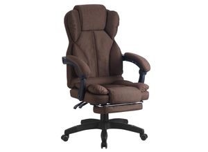 4250931570950 - Trisens - Schreibtischstuhl Bürostuhl Stoff Gamingstuhl Racing Chair Chefsessel mit Fußstütze Braun