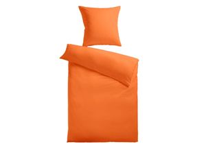 4024008025281 - Baumwoll-Satin Bettwäsche Uni 80 x 80 + 135 x 200 cm Farbe orange