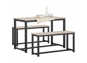 4251388625507 - Sobuy - OGT25-HN 3-teilig Essgruppe Esstisch mit Bank Sitzgruppe Küche Esszimmer Set Holztisch Balkontisch Esszimmertisch Natur