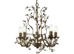 5053423021089 - Almandite - 5 leichte mehrarmige Deckenanhänger Blumenblätter Braungold mit Kristallen E14 - Searchlight 5053423021089 - Almandite - 5 leichte mehrarmige Deckenanhänger Blumenblätter Braungold mit Kristallen E14 - Searchlight