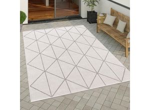 4061981116773 - Paco Home - Outdoor Teppich Wetterfest Wohnzimmer Küche Balkon Skandinavisch Geometrisch 160x220 cm Weiß