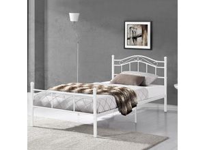 4251155574090 - [encasa] - Metallbett Florenz 120x200 cm Weiß encasa - Weiß