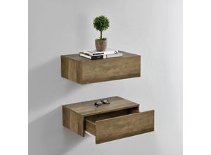 4059438119231 - [encasa] - Wandregal Oslo 2er Set 46x30x15cm Holzfarben Braun