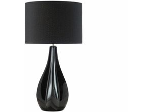 4260580923038 - Beliani - Tischlampe Schwarz geschwungener Porzellanfuß Stoffschirm langes Kabel mit Schalter Modern Glamourös - Schwarz