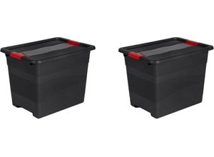 4052396043068 - Transportbehälter KEEEPER eckhart Transportboxen Gr B H L 295 cm x 30 cm x 395 cm schwarz (schwarz rot) Aufbewahrungsbox Stapelbox Körbe Boxen Transportboxen je 24 Liter mit Deckel Schiebeverschluss extra stabil