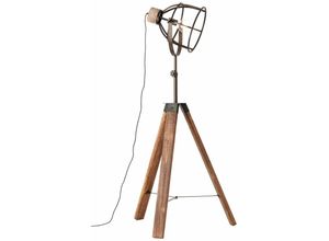 4004353350887 - BRILLIANT Lampe Matrix Wood Standleuchte dreibeinig schwarz stahl 1x G95 E27 60W geeignet für Normallampen (nicht enthalten) In der Höhe einstellbar