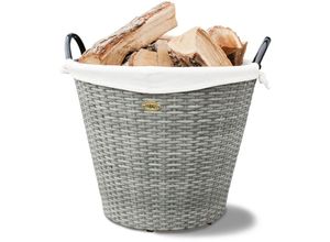 4043595027249 - Holzkorb mit Stoffeinsatz 54 cm Grau aus Polyethylen mit Metallrahmen - Habau