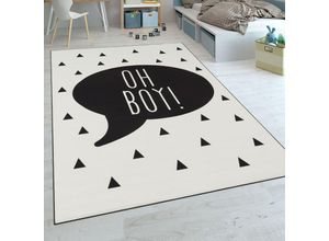 4061981049422 - Kinderteppich Kinderzimmer Jungen Babyteppich Spruch Trend Schwarz Weiß 80x150 cm - Paco Home