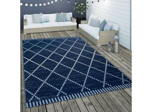 4061981064616 - Paco Home - In- & Outdoor Flachgewebe Teppich Ethno Geometrisch Skandi-Design In Blau Weiß 80x150 cm