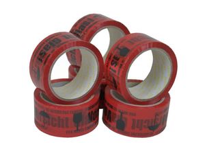 4058592306532 - - 72 Rollen Packband Klebeband Vorsicht Glas Rot Paketband 48 mm x 66 m - Rot