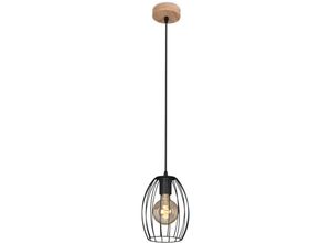 4002707403357 - Brilo - Pendelleuchte Hängelampe ner leuchten waktu 60 w IP20 schwarz Metall-Holz exkl 1x E27 ø 175 cm