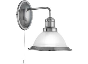 5053423059914 - Bistro - 1 Licht Wandleuchte Satin Silber mit saurem Glasschirm E27 - Searchlight