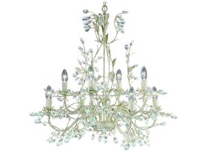 5013874337658 - Almandite - 8 Licht Kronleuchter Creme   Gold Blumenblätter Design E14 - Searchlight