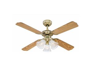 4895105608741 - Princess Euro Deckenventilator (Ø x H) 105 cm x 43 cm Flügelfarbe Eiche Mahagoni Gehäusefarbe (Details) Messing-antik