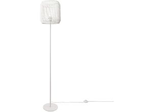 4251393981797 - Stehlampe Modern Wohnzimmer Schlafzimmer Rattan Optik Boho Korb Stehleuchte E27 Einbeinig Weiß Weiß (Ø28 cm) - Paco Home