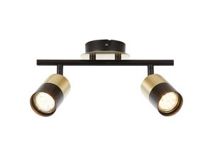 4004353344909 - BRILLIANT Lampe Maribel Spotrohr 2flg messing gebürstet schwarz 2x PAR51 GU10 5W geeignet für Reflektorlampen (nicht enthalten) Köpfe schwenkbar