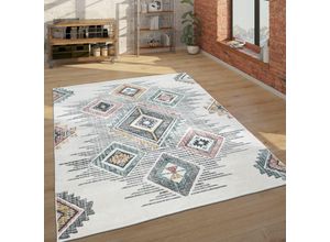 4061981120237 - Teppich Wohnzimmer Geometrisches Ethno Muster Kurzflor Mehrfarbig Beige Grau Rot 120x170 cm - Paco Home 4061981120237 - Teppich Wohnzimmer Geometrisches Ethno Muster Kurzflor Mehrfarbig Beige Grau Rot 120x170 cm - Paco Home