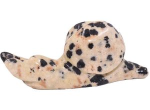 Image of Firetti Tierfigur Schmuck Geschenk Dekofigur Farbstein Edelstein Schnecke Jaspis (1 St), Dalmatiner Jaspis, beige|schwarz